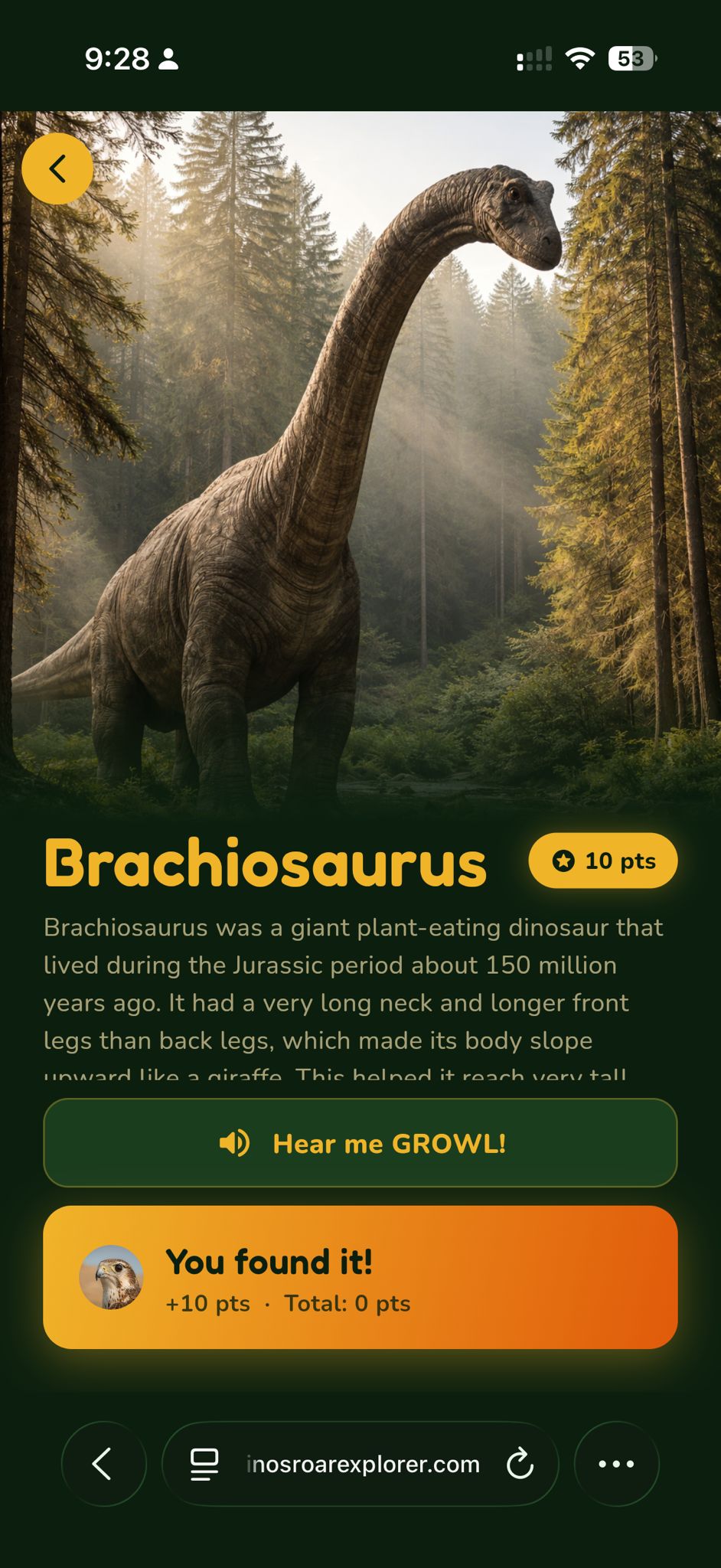 Brachiosaurus discovery — 10 points earned